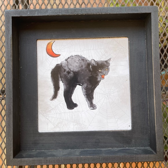 HALLOWEEN PICTURE SET 🧟‍♀️🐈‍⬛ Witch Black Cat Cute Holiday House Decor Framed - Picture 2 of 7